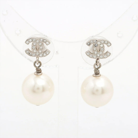 Chanel Coco Mark Earrings B19V, Pearl Rhinestone