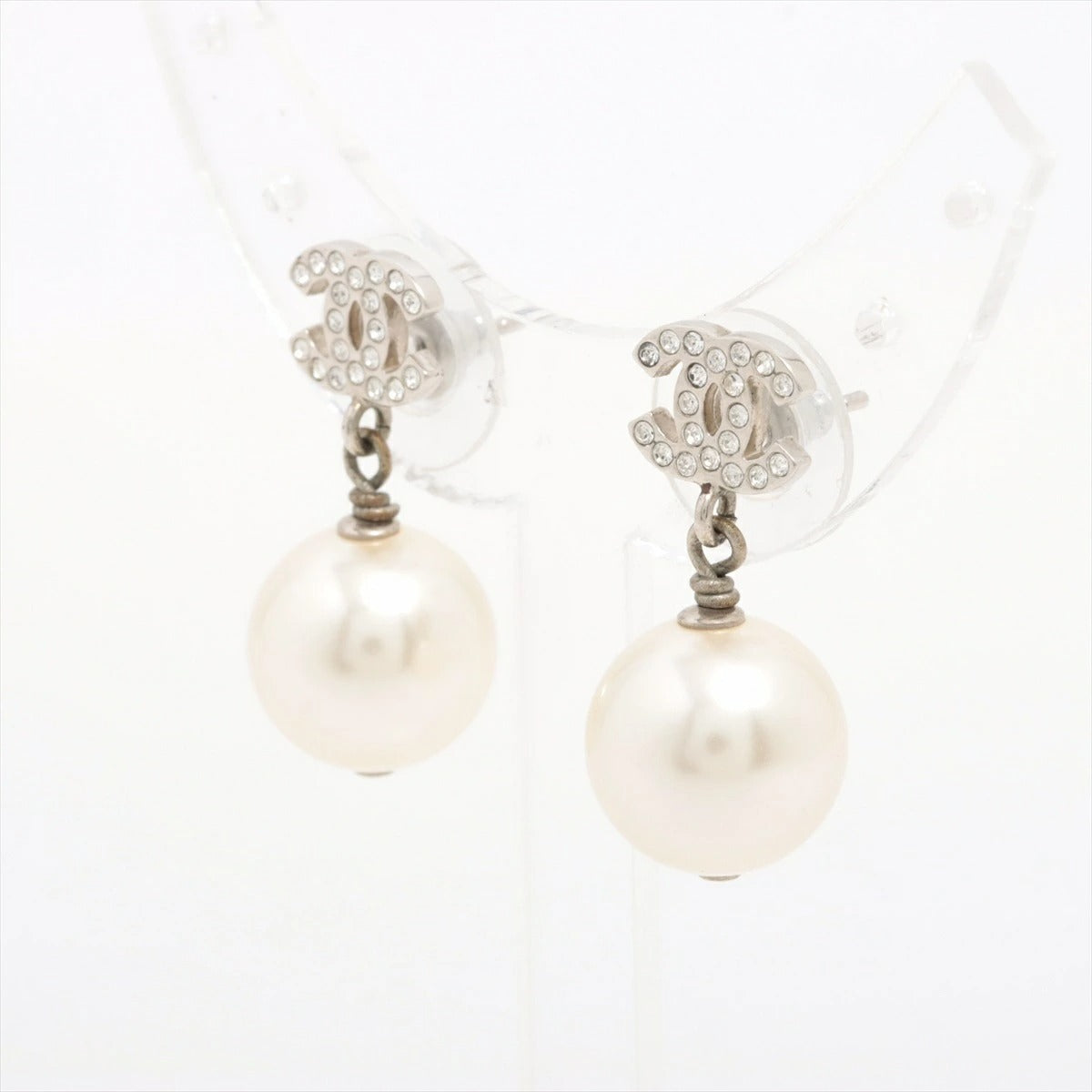 Chanel Coco Mark Earrings B19V, Pearl Rhinestone