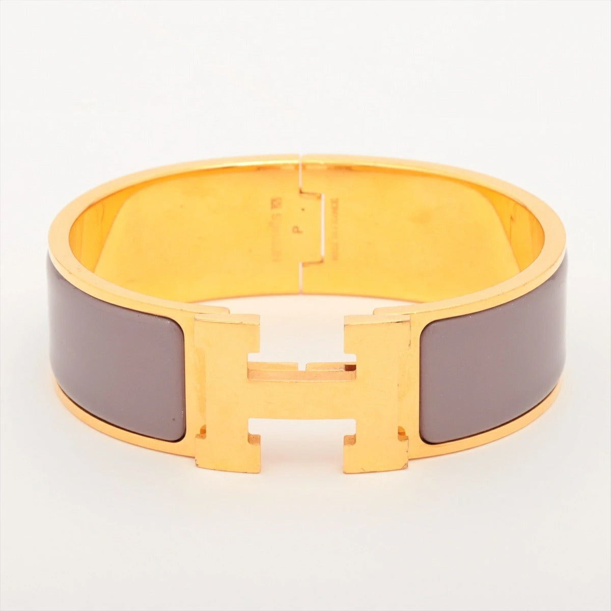 Hermes Click-Clack H Bangle GM Purple/Gold Bracelet