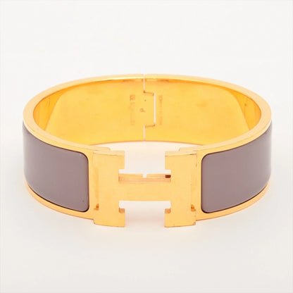 Hermes Click-Clack H Bangle GM Purple/Gold Bracelet