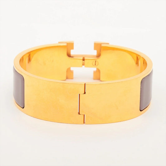 Hermes Click-Clack H Bangle GM Purple/Gold Bracelet