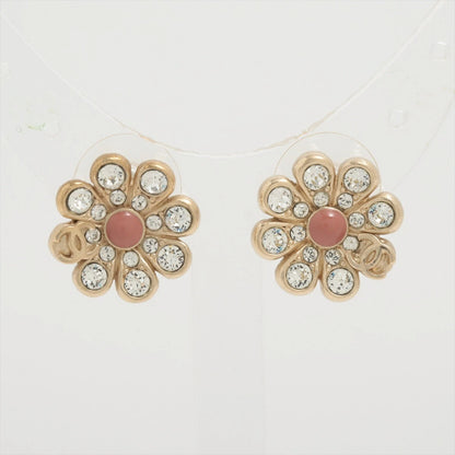 Chanel Coco Mark Earrings 18C Flower Rhinestone