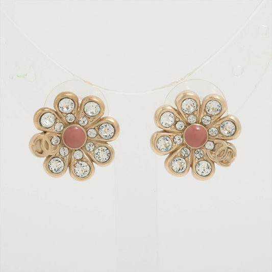 Chanel Coco Mark Earrings 18C Flower Rhinestone
