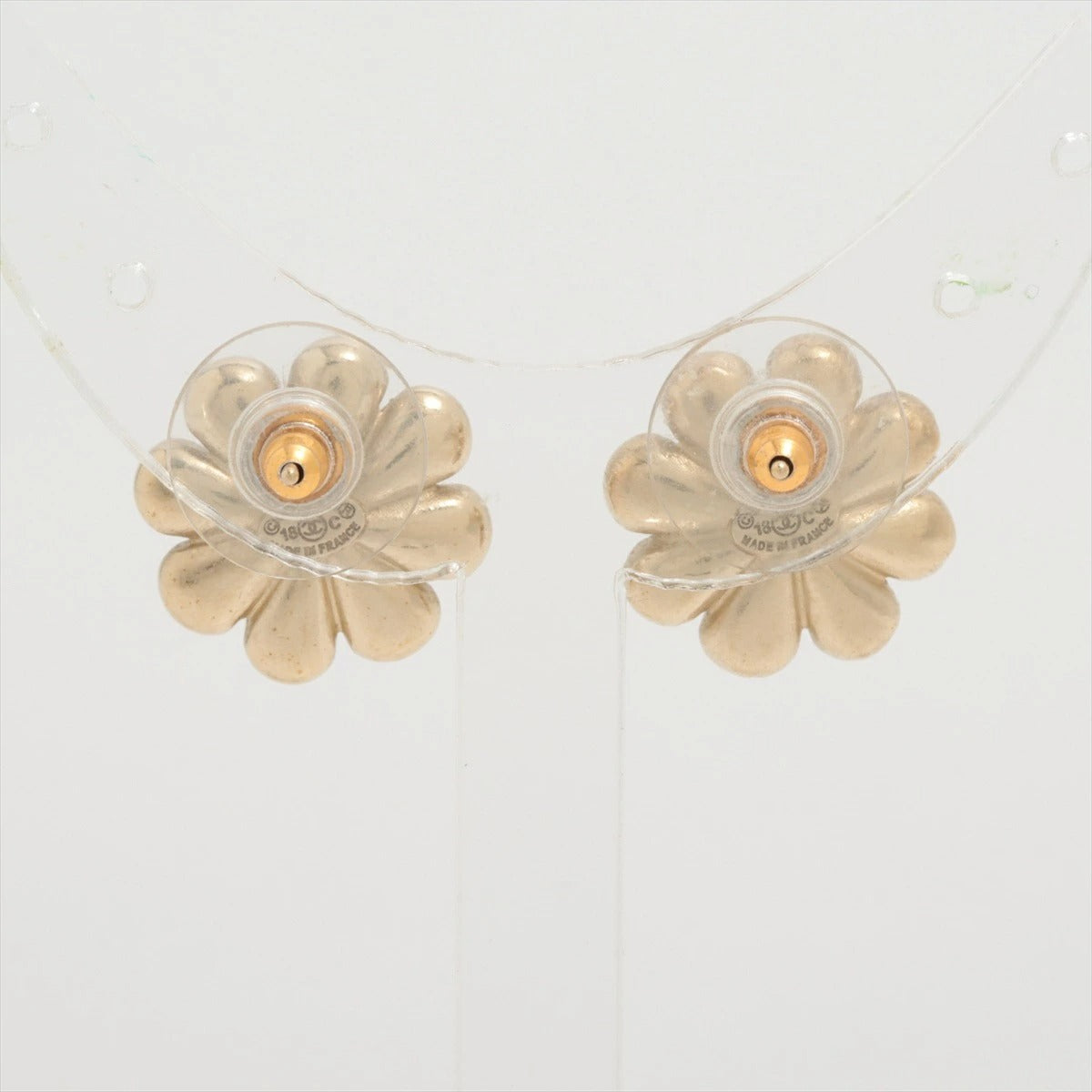 Chanel Coco Mark Earrings 18C Flower Rhinestone