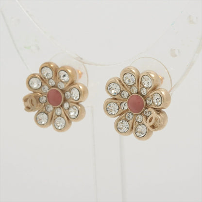Chanel Coco Mark Earrings 18C Flower Rhinestone