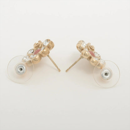 Chanel Coco Mark Earrings 18C Flower Rhinestone