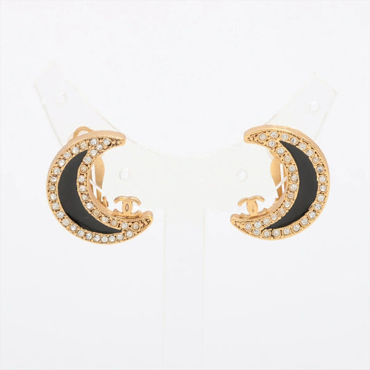 Chanel Moon Coco Mark Earrings Black/Gold