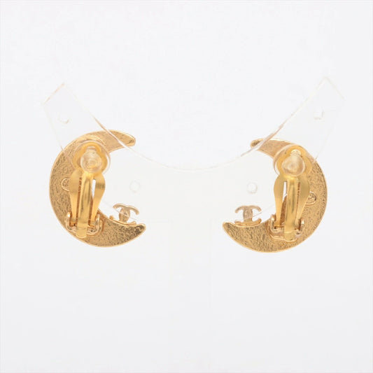 Chanel Moon Coco Mark Earrings Black/Gold