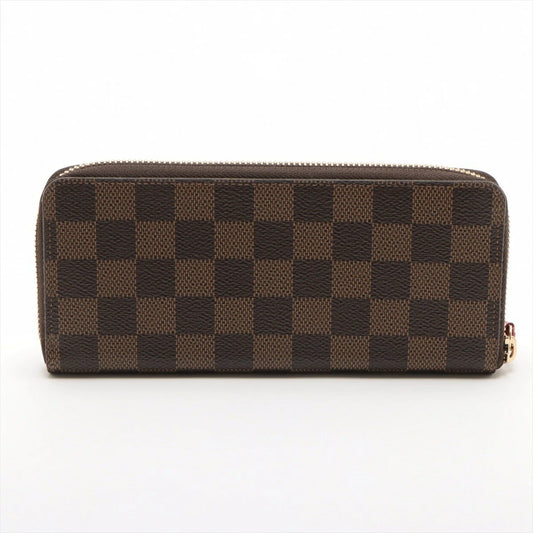 Louis Vuitton Damier Portefeuille Clemence Cerise Long Wallet N60534 Round Zip Wallet