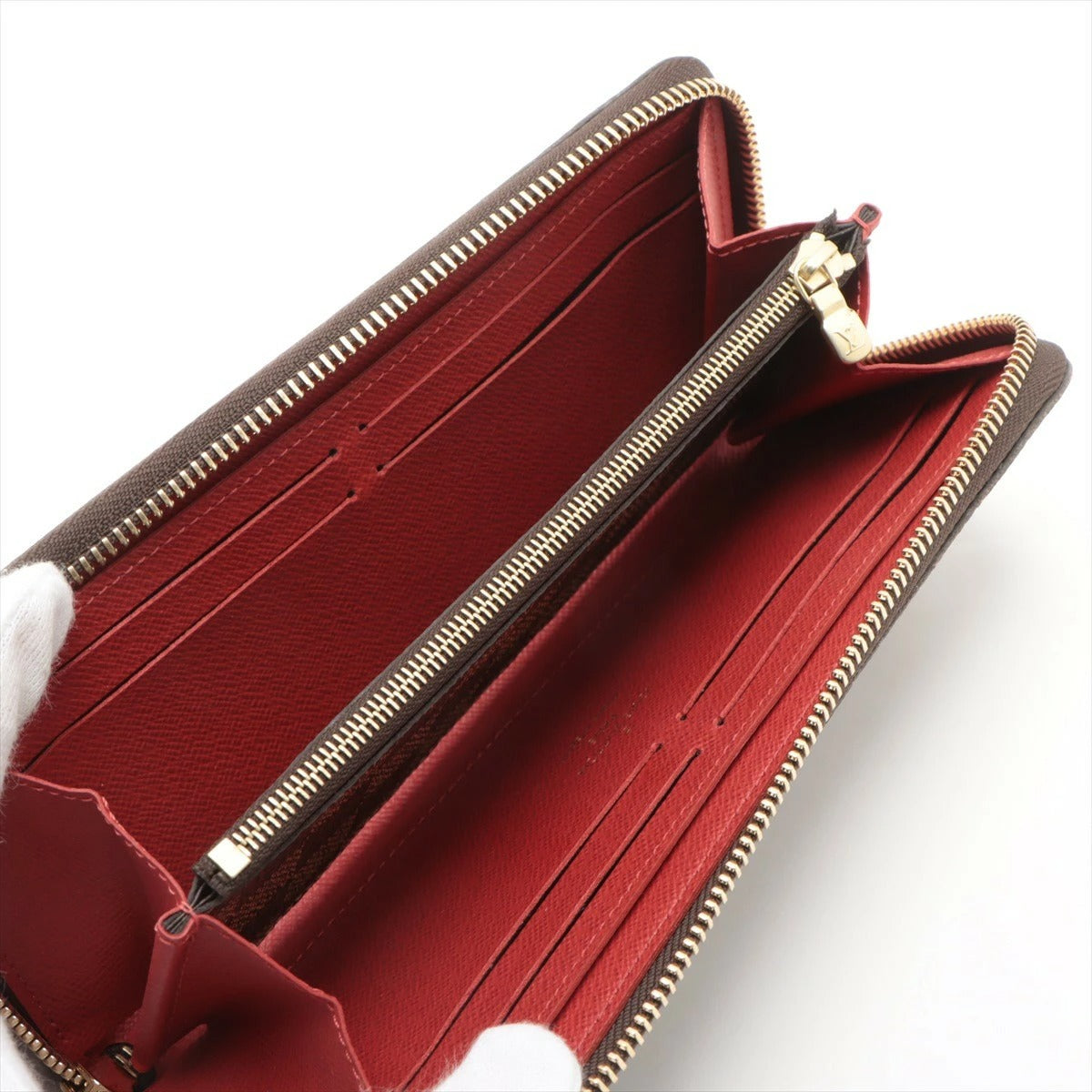 Louis Vuitton Damier Portefeuille Clemence Cerise Long Wallet N60534 Round Zip Wallet