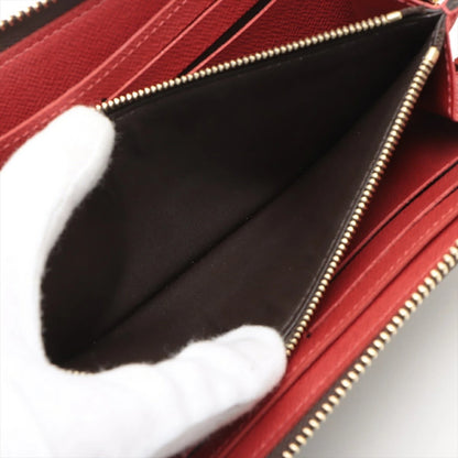 Louis Vuitton Damier Portefeuille Clemence Cerise Long Wallet N60534 Round Zip Wallet