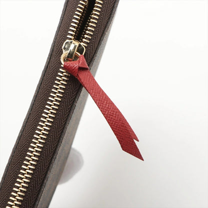 Louis Vuitton Damier Portefeuille Clemence Cerise Long Wallet N60534 Round Zip Wallet