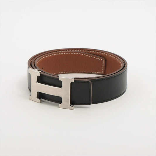 Hemès Constance H Belt, reversible, black/gold/silver, size 80
