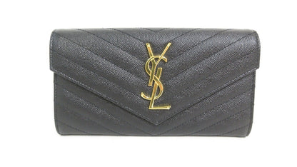 Yves Saint Laurent Cassandra V-Stitch Leather Wallet 372264