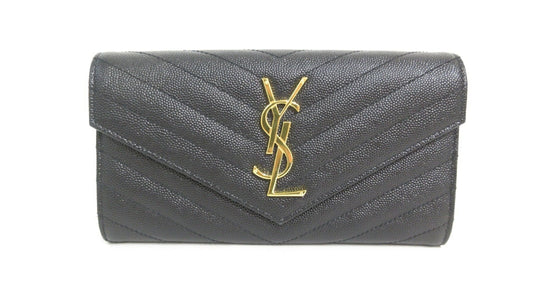 Yves Saint Laurent Cassandra V-Stitch Leather Wallet 372264