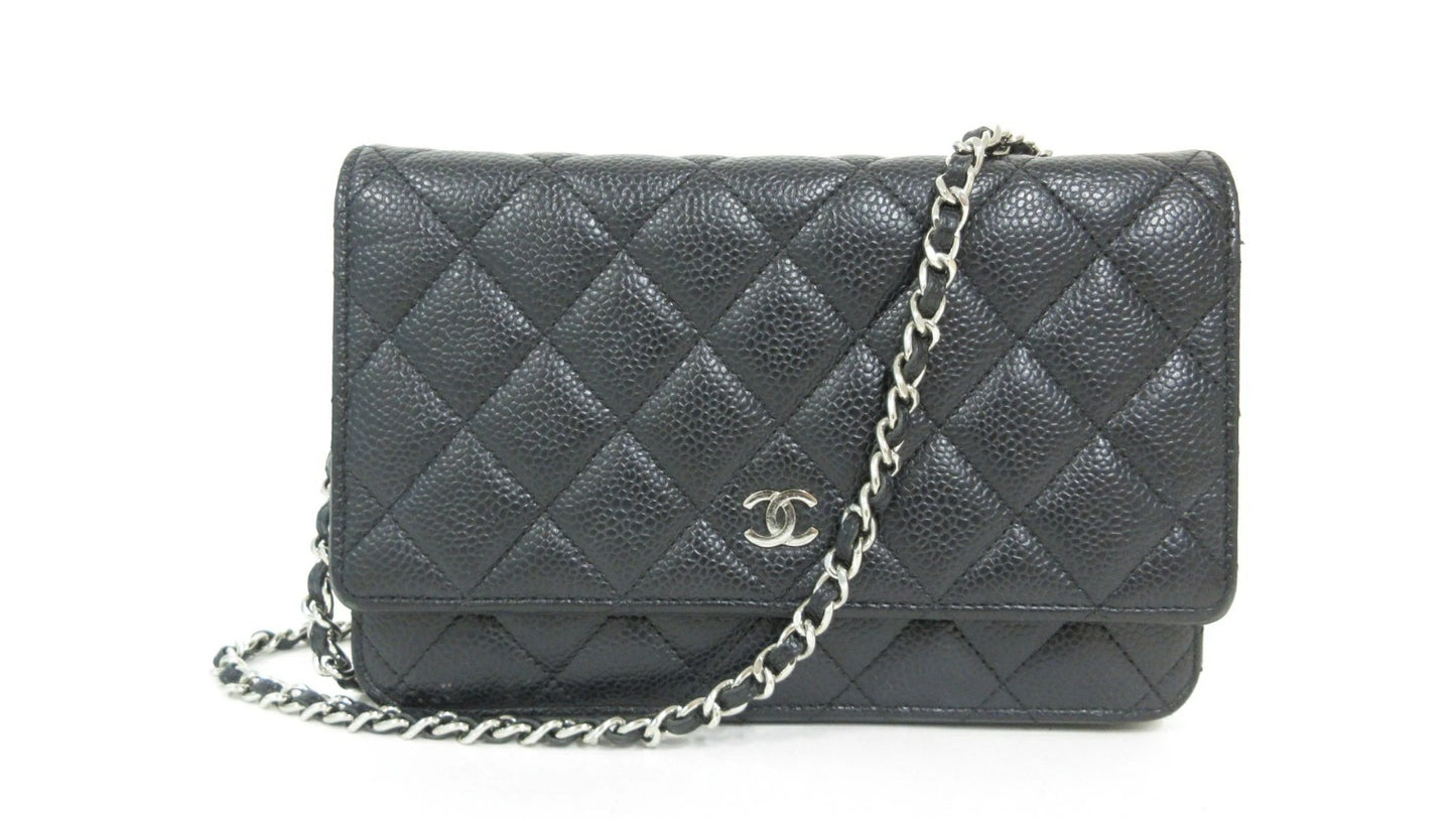 Chanel Matelasse Caviar Leather Chain Wallet WOC Black 27 Series