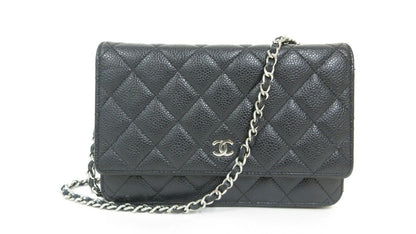 Chanel Matelasse Caviar Leather Chain Wallet WOC Black 27 Series