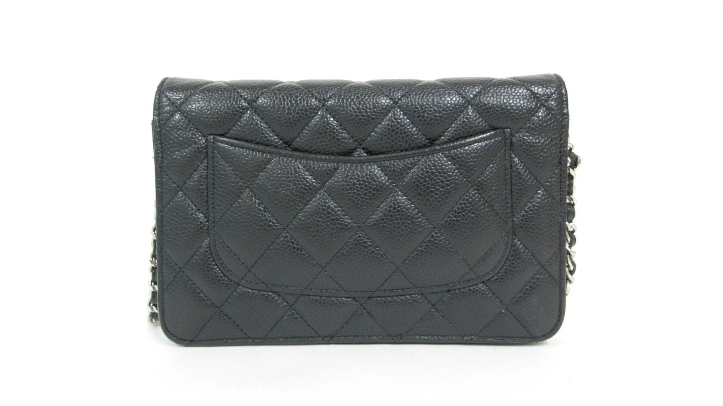 Chanel Matelasse Caviar Leather Chain Wallet WOC Black 27 Series