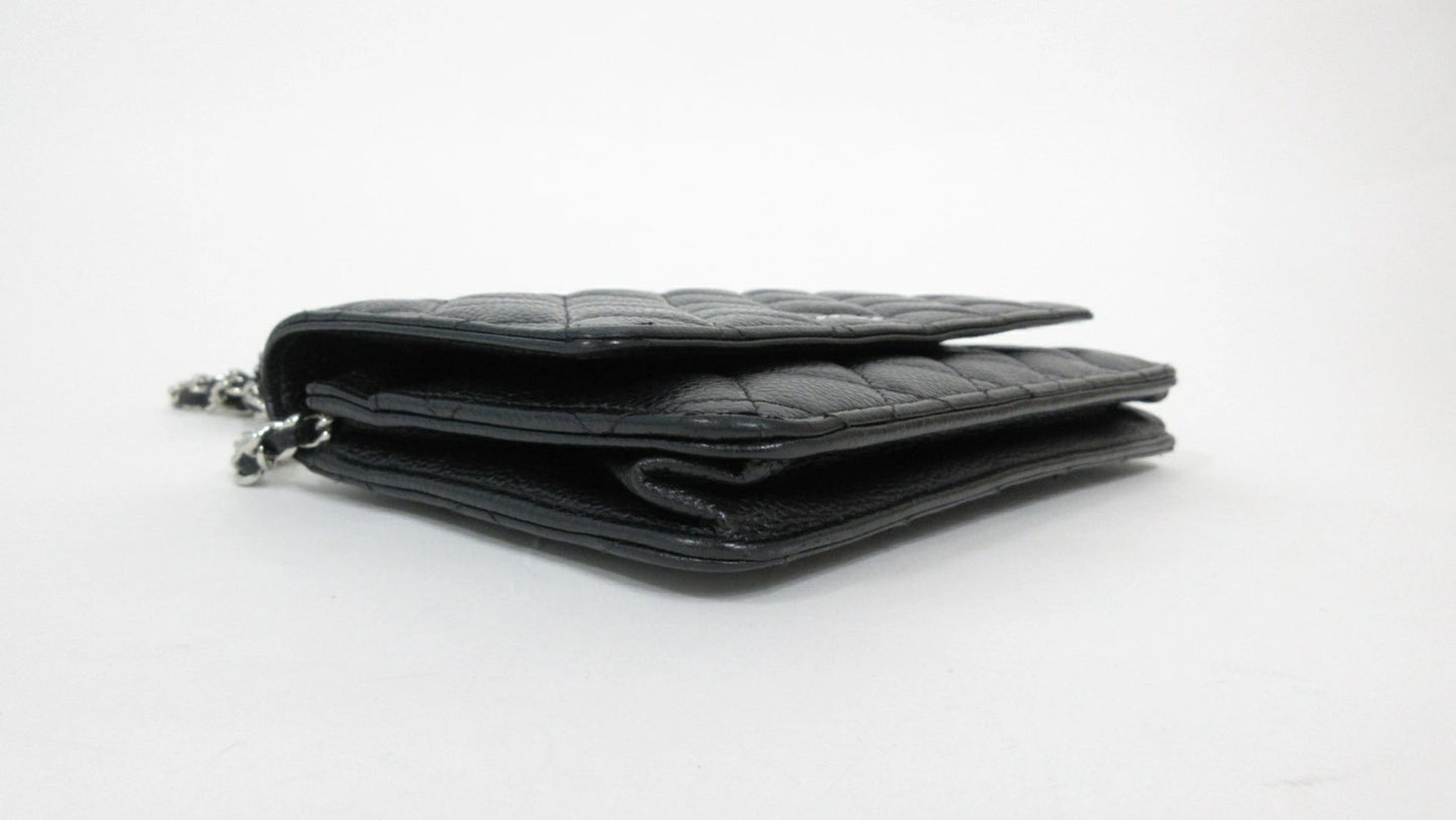 Chanel Matelasse Caviar Leather Chain Wallet WOC Black 27 Series