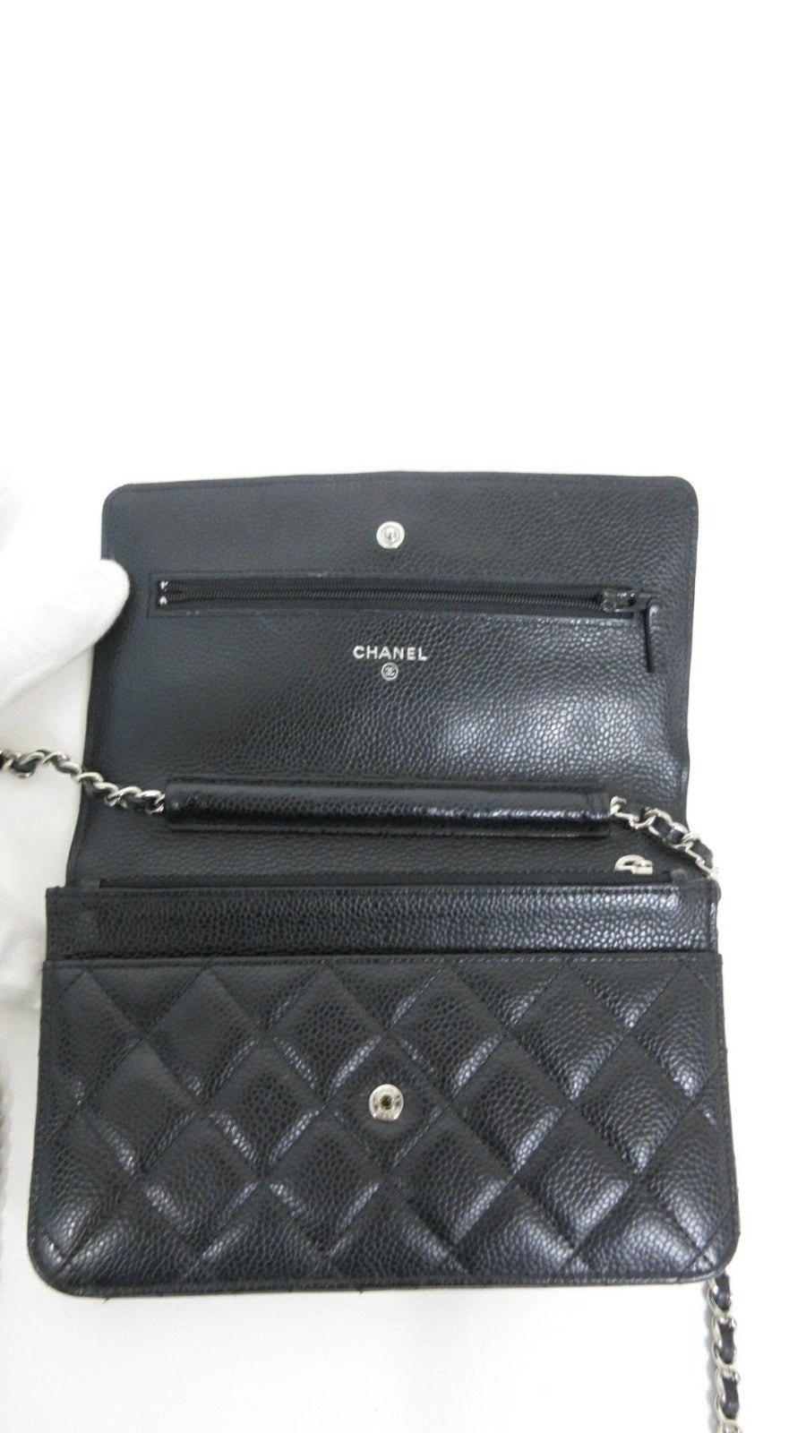 Chanel Matelasse Caviar Leather Chain Wallet WOC Black 27 Series