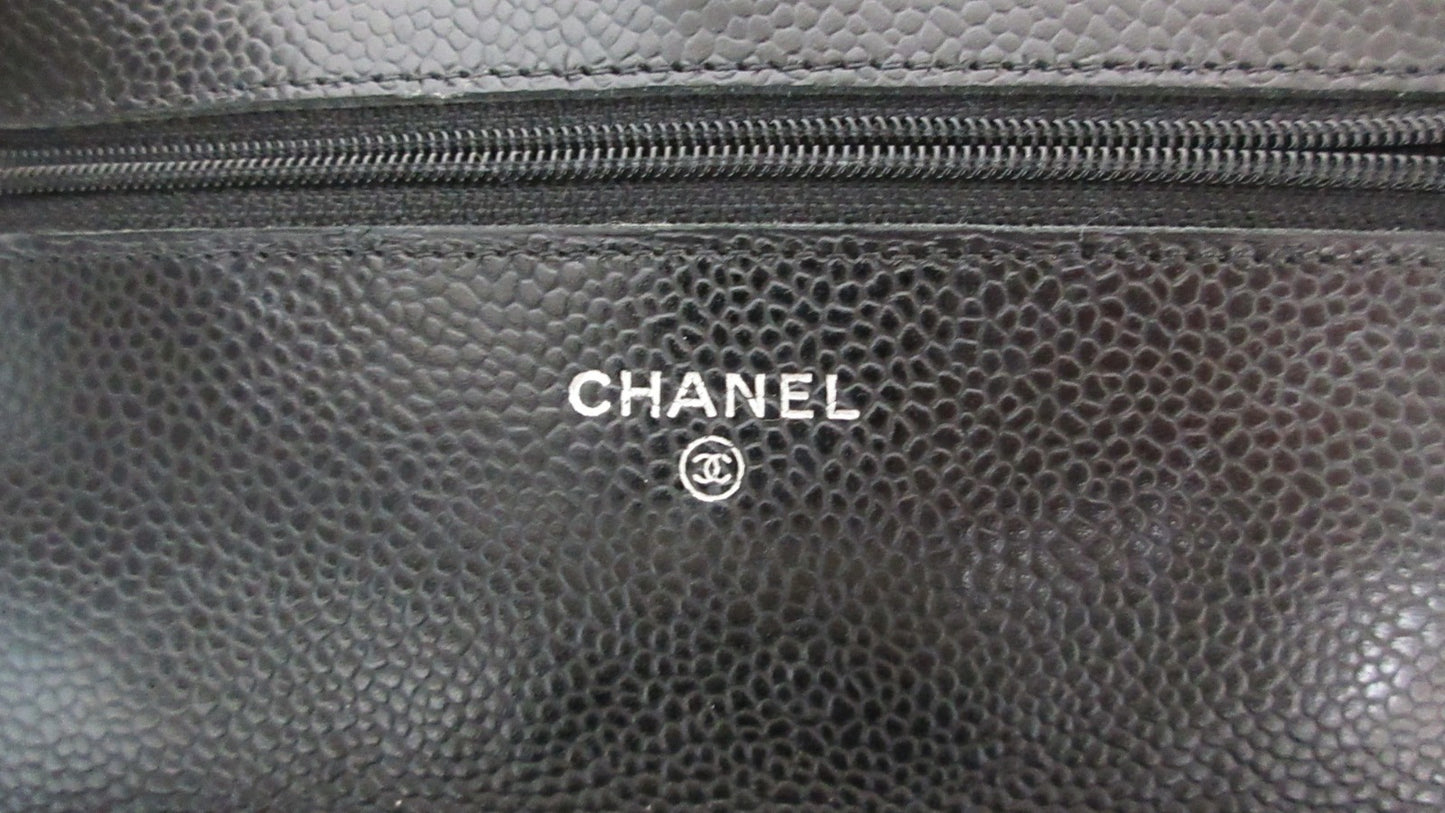 Chanel Matelasse Caviar Leather Chain Wallet WOC Black 27 Series