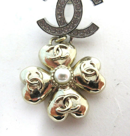 Chanel Coco Mark B24K Earrings, Coco Flower Earrings, Silver/Gold