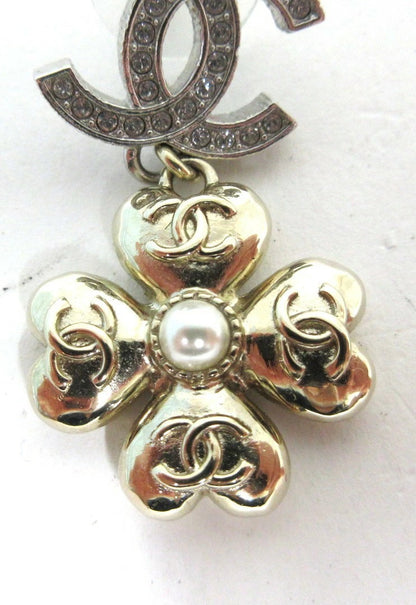 Chanel Coco Mark B24K Earrings, Coco Flower Earrings, Silver/Gold