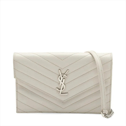 Yves Saint Laurent Paris Cassandra Leather Chain Wallet 393953