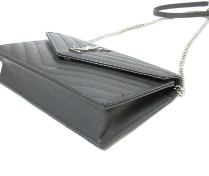 Yves Saint Laurent Paris Cassandra Leather Chain Wallet 393953