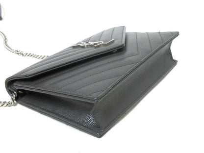 Yves Saint Laurent Paris Cassandra Leather Chain Wallet 393953