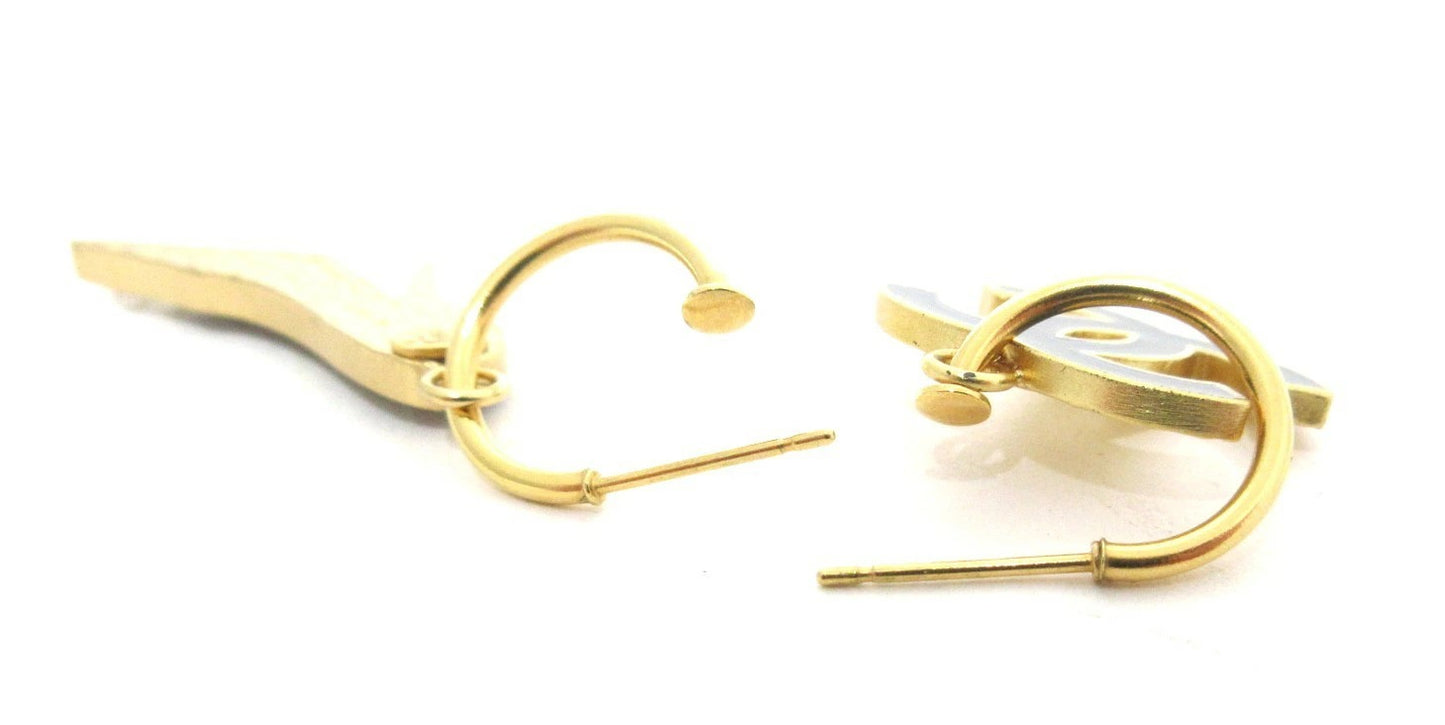 Chanel Coco Mark Heel Logo Earrings, Black/Gold, 02A
