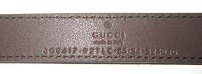 Gucci GG Supreme Double G Marmont Belt, Size 85/34, Brown/Gold, 409417