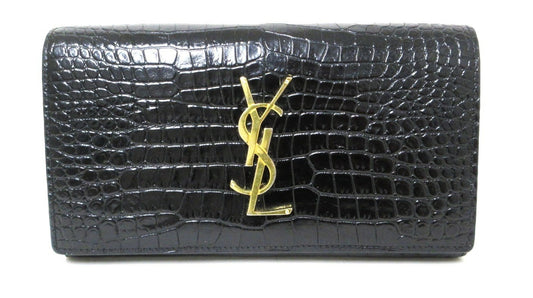 YvesSaint Laurent Paris YSL Line Crocodile Embossed Long Wallet 372266