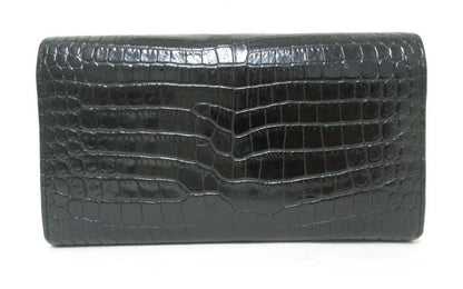 YvesSaint Laurent Paris YSL Line Crocodile Embossed Long Wallet 372266