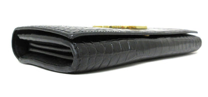 YvesSaint Laurent Paris YSL Line Crocodile Embossed Long Wallet 372266