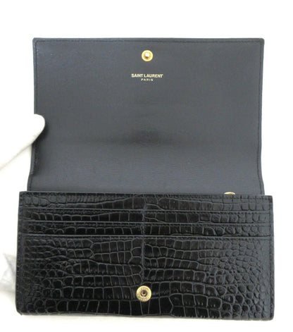 YvesSaint Laurent Paris YSL Line Crocodile Embossed Long Wallet 372266
