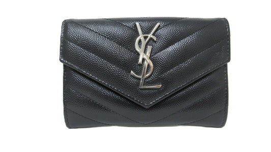 Saint Laurent Paris V-Stitch YSL Logo Leather Card Case 414404