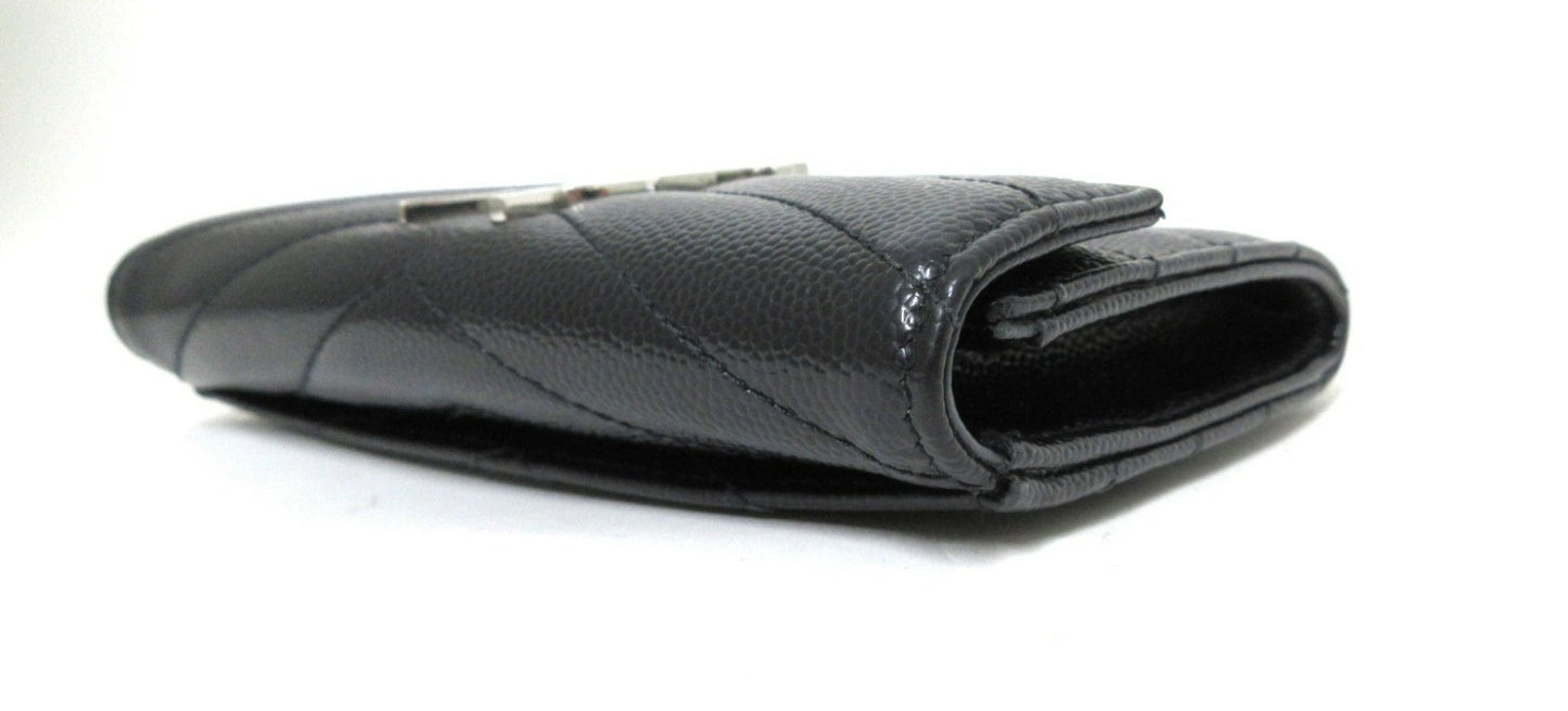 Saint Laurent Paris V-Stitch YSL Logo Leather Card Case 414404