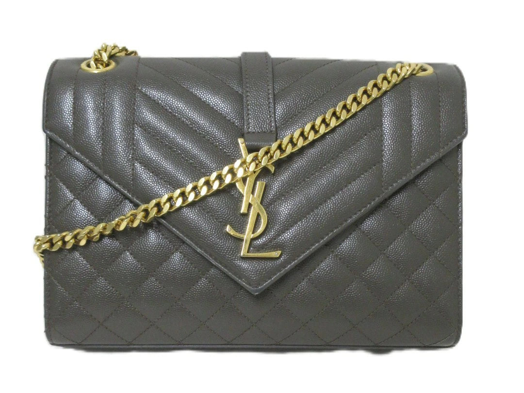 Yves Saint Laurent Paris Envelope Leather Chain Shoulder Bag 600185
