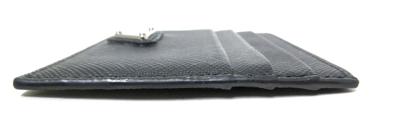 Prada Saffiano Leather Card Case with Triangle Logo, Black