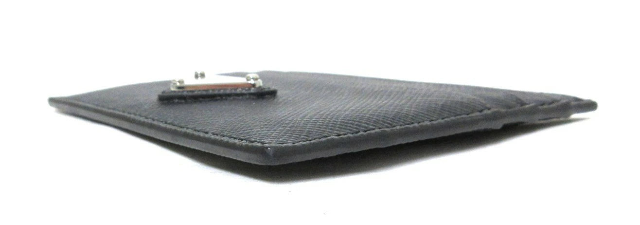 Prada Saffiano Leather Card Case with Triangle Logo, Black