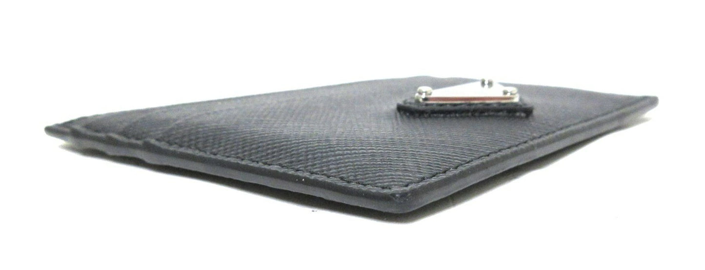 Prada Saffiano Leather Card Case with Triangle Logo, Black