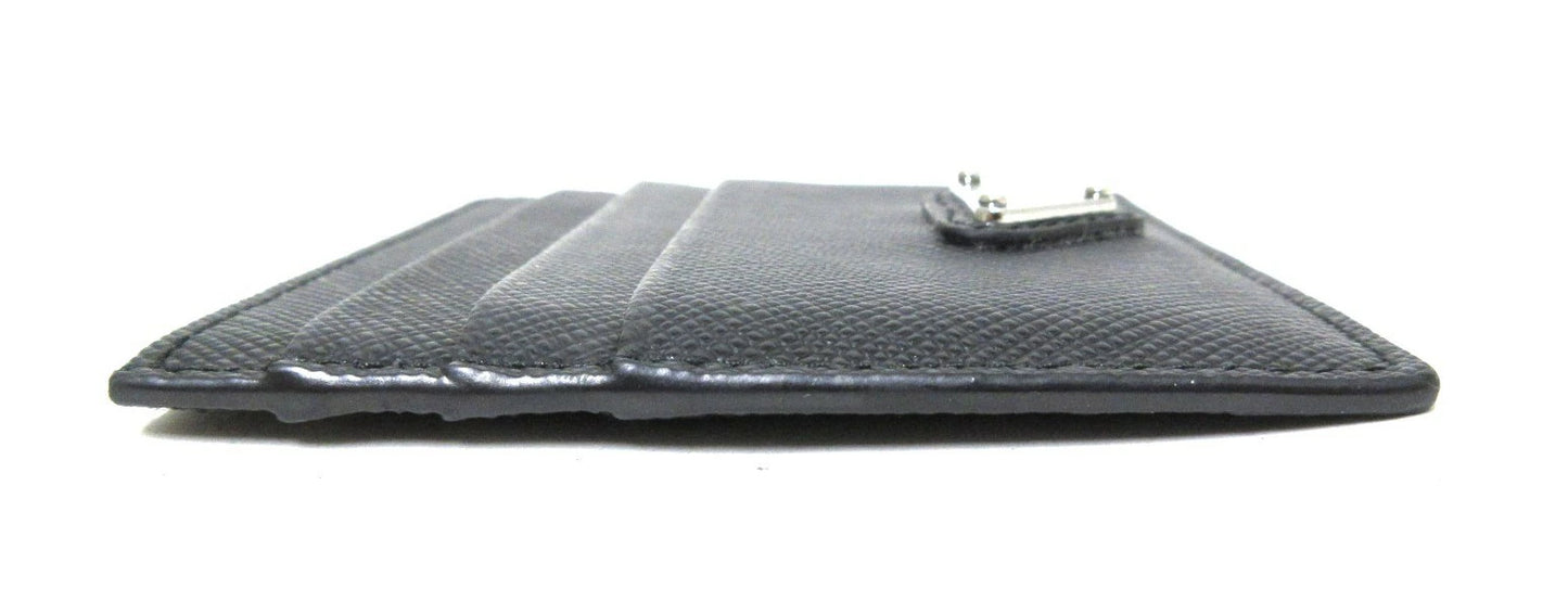 Prada Saffiano Leather Card Case with Triangle Logo, Black