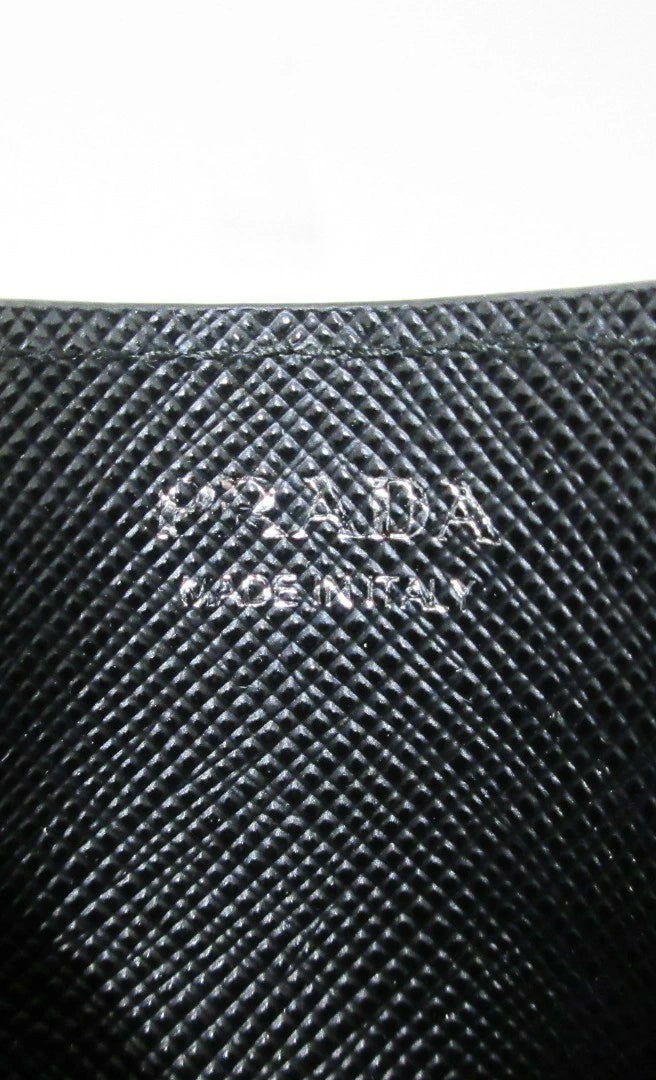 Prada Saffiano Leather Card Case with Triangle Logo, Black
