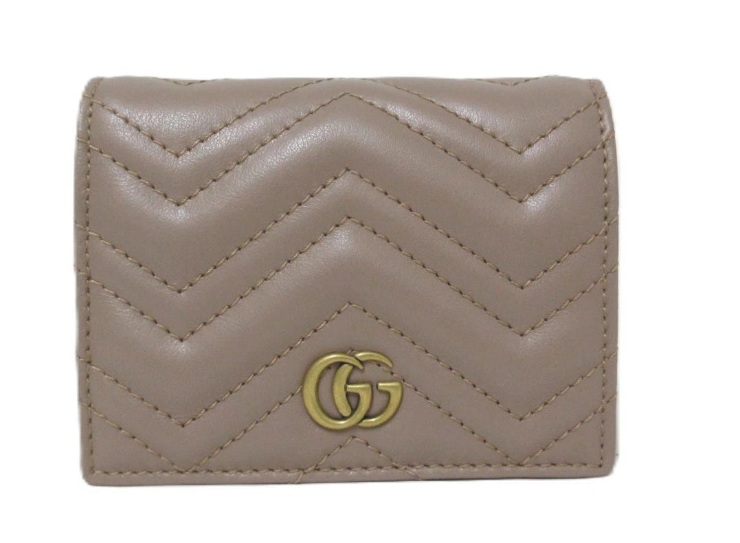 Gucci Double G Leather Compact Wallet 466492 Bi-fold Compact
