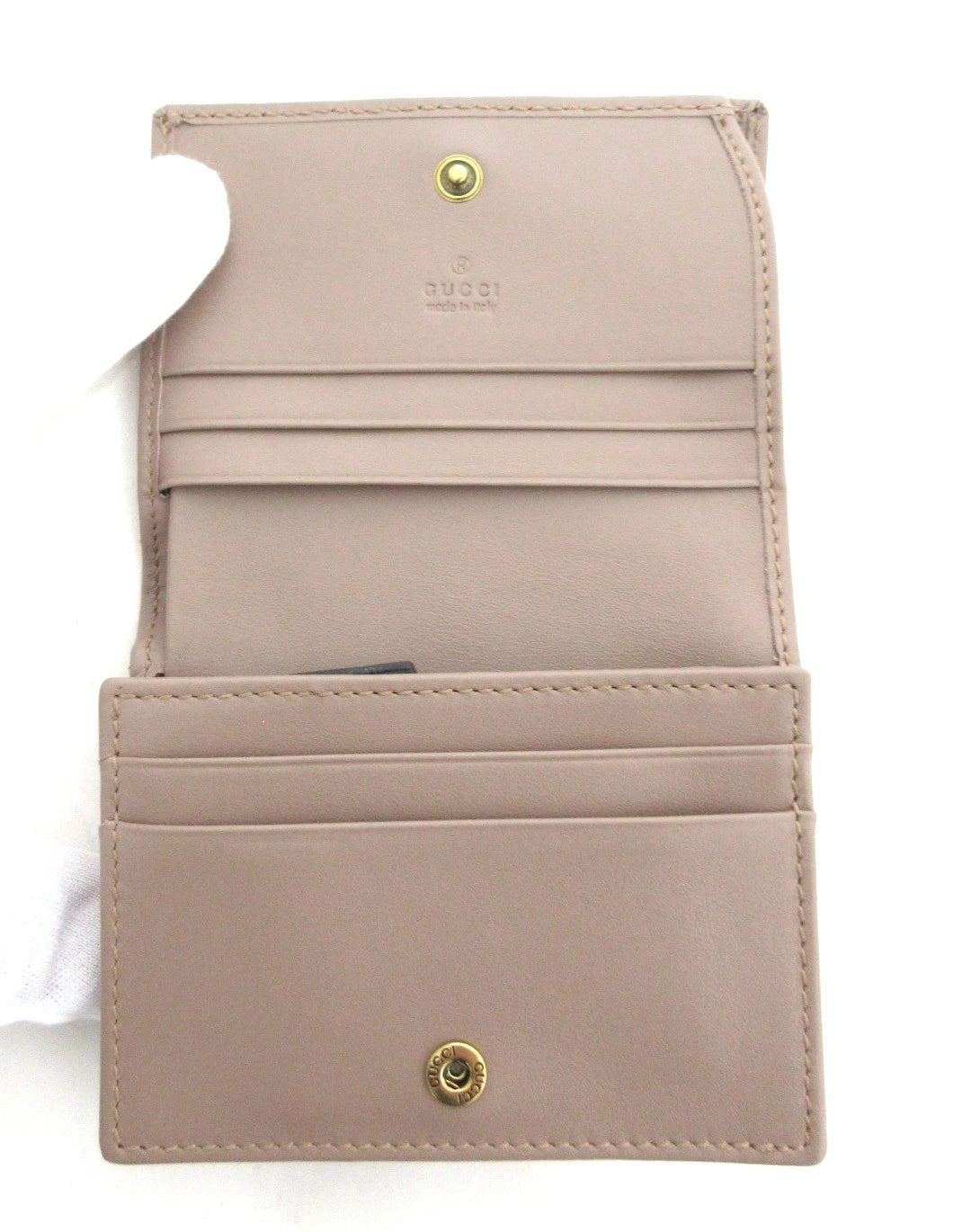 Gucci Double G Leather Compact Wallet 466492 Bi-fold Compact