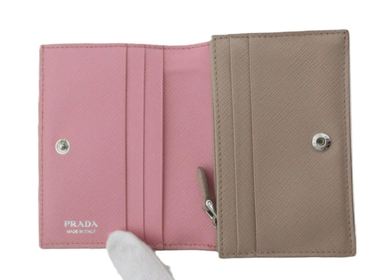Prada Saffiano Embossed Leather Compact Wallet 1MV021