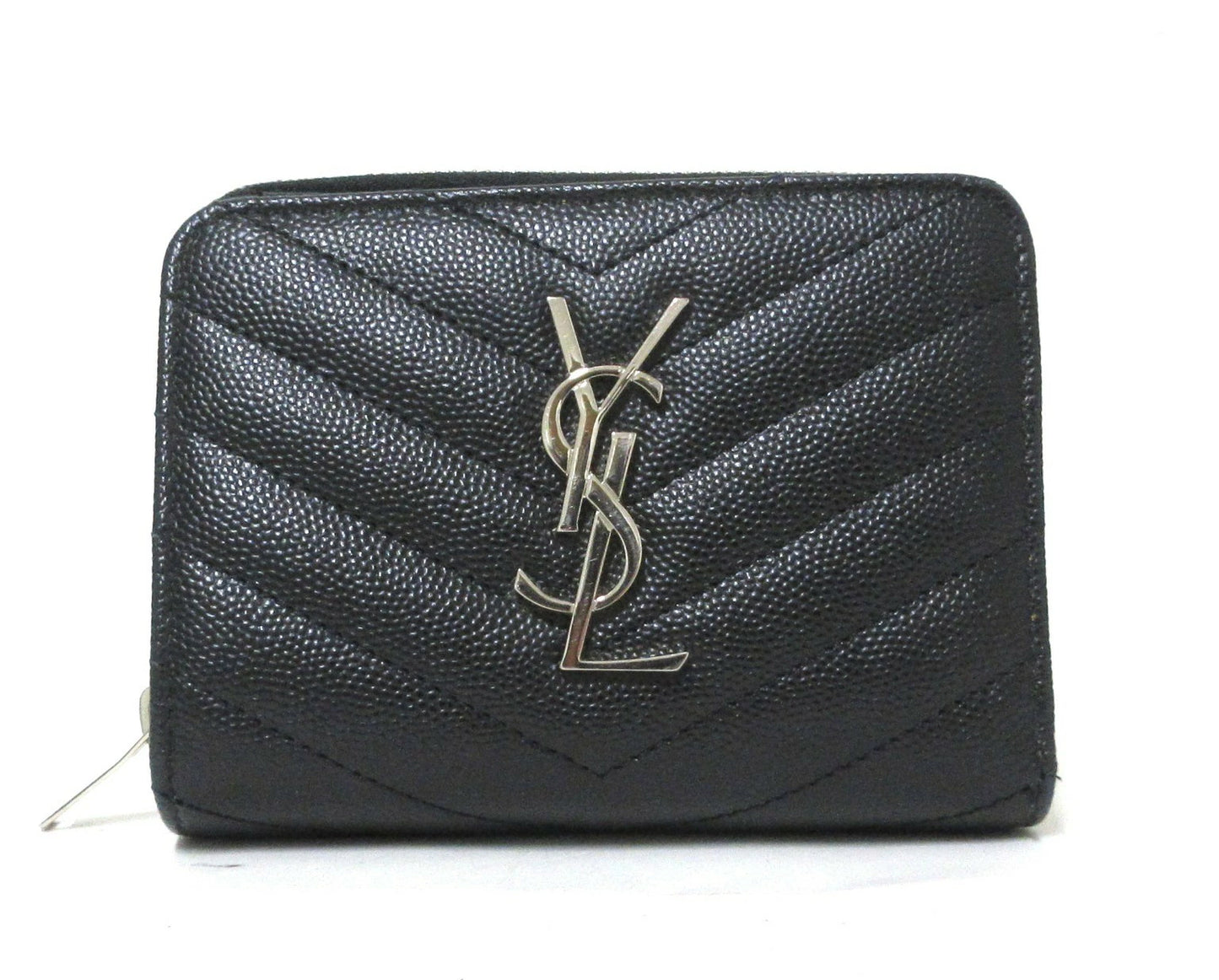 Yves Saint Laurent Paris V-stitch YSL logo leather compact wallet 403723