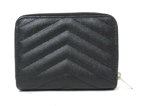 Yves Saint Laurent Paris V-stitch YSL logo leather compact wallet 403723