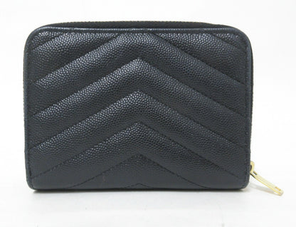 Yves Saint Laurent Paris V-stitch YSL logo leather compact wallet 403723